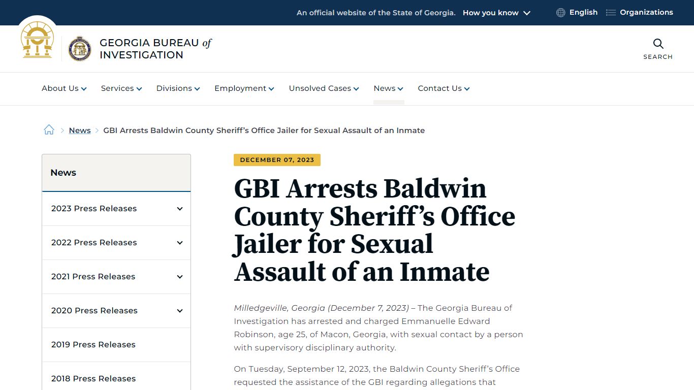 GBI Arrests Baldwin County Sheriff’s Office Jailer for Sexual Assault ...